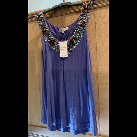 Hannah Jo Beautiful Sleeveless Embellished Top Lrg - Picture 2 of 12